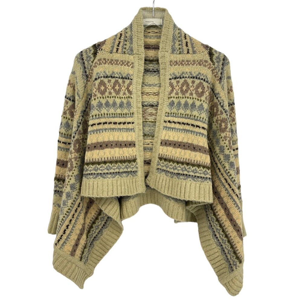 Anthropologie Sleeping on Snow Set Free Fair Isle Open Front Cardigan Sweater XS